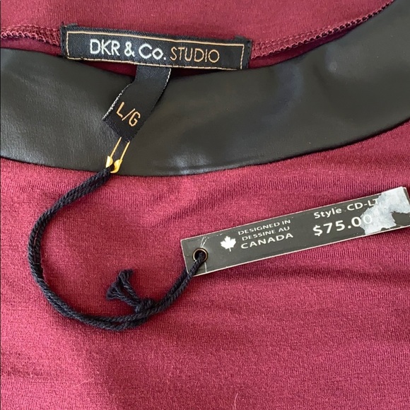 DKR & CO burgundy and faux leather midi dress - Picture 4 of 4